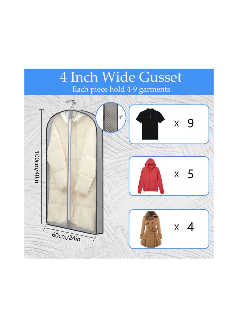 SYOSI - Garment bags Suit cover bags for hanging clothes 100cm, Moth Proof Dress Bag Covers Damp-proof Suit Storage Bag Clothes, Plastic Protector for Jacket, Coat, Sweater, Shirts 3 Packs (Grey) - Image 1