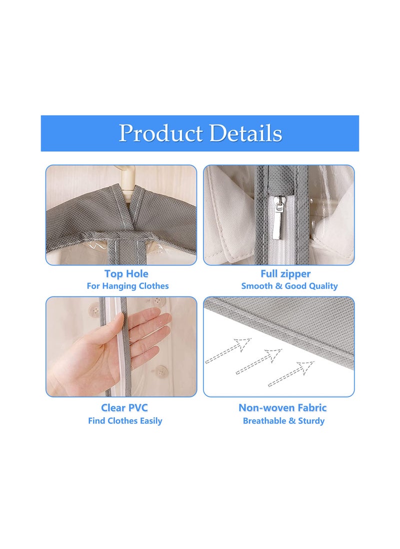 SYOSI - Garment bags Suit cover bags for hanging clothes 100cm, Moth Proof Dress Bag Covers Damp-proof Suit Storage Bag Clothes, Plastic Protector for Jacket, Coat, Sweater, Shirts 3 Packs (Grey) - Image 1