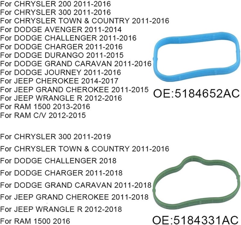 DEMULAX Upper Lower Plenum Gasket Set for Chrysler, Dodge, Jeep, Ram - Image 2