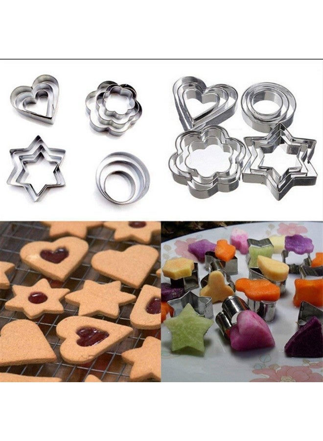 Prostuff.in Cookie Cutters Shapes 12 pcs Heart,Flower,Star,Round Biscuit Cutter Set Omelette Fruit Pancake Shaper,Steel - Image 5