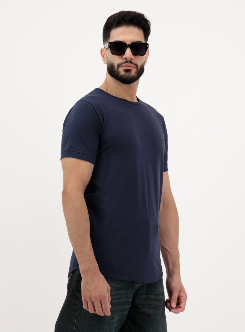 Vasl Hub VaslHub Plain T-Shirts for Men – Cotton Crew Neck Regular Fit – Pack of 2 – Navy and White - Image 3