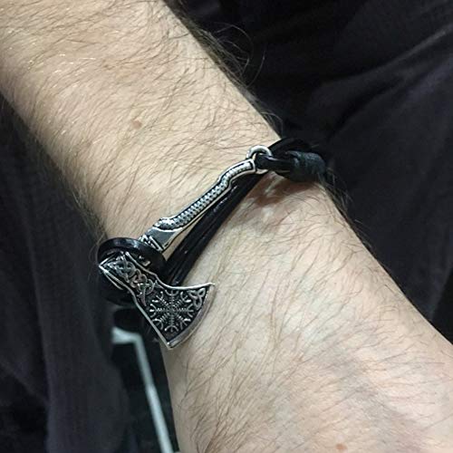 My Shape Men Valknut Axe Wrap Bracelet Helm of Awe Valknut Amulet Norse Viking Bracelet (Style 3) - Image 4