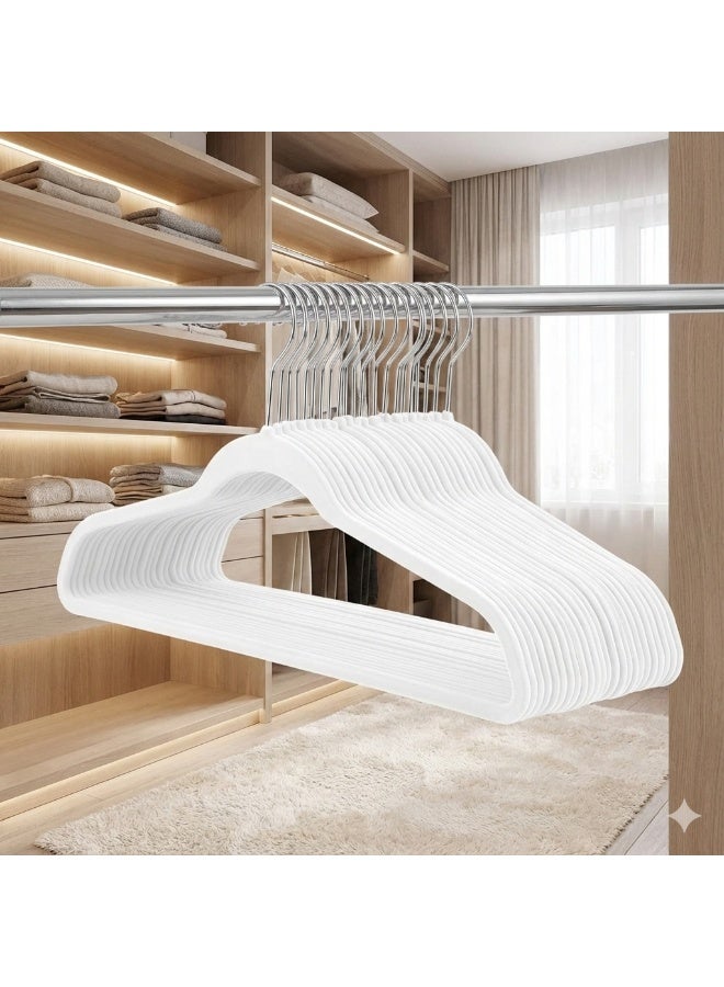 100-Pack Non-Slip Velvet Hangers with 360° Swivel Hook, Slim Design, White - Image 3