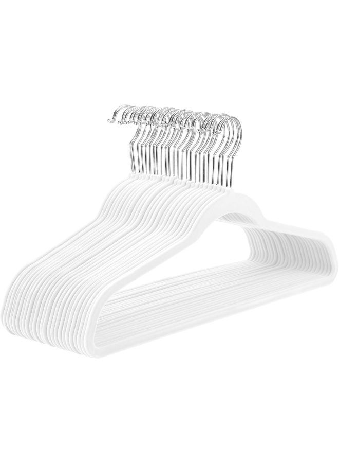 100-Pack Non-Slip Velvet Hangers with 360° Swivel Hook, Slim Design, White - Image 1