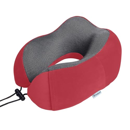 Billebon Neck Pillow for Travel – Comfortable Memory Foam Support, U-Shape Ergonomic Design, Portable for Flight Journeys, Lightweight Compact Build, Soft Washable Cover (Red) - Image 1