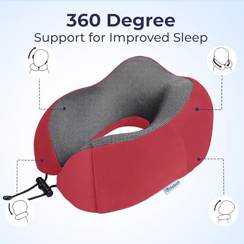 Billebon Neck Pillow for Travel – Comfortable Memory Foam Support, U-Shape Ergonomic Design, Portable for Flight Journeys, Lightweight Compact Build, Soft Washable Cover (Red) - Image 5