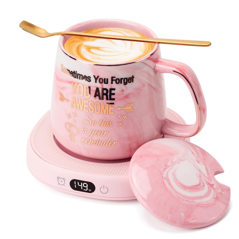 Coffee Mug Warmer  You are Awesome Mug Set Electric Cup Warmer for Desk Office Home Beverage Warmer with 3 Temperature Setting 8Hours Auto Shut Off Best Birthday Present Ideas for Women