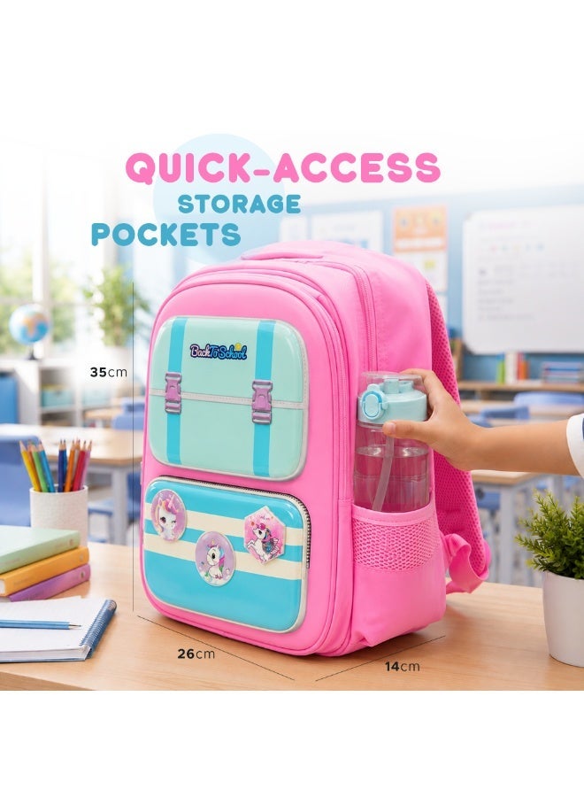 Light pink Edupack 14 Inch Kids School Backpack | Lightweight Durable School Bag for Boys & Girls | Spacious Multi-Compartment Travel Backpack for School & Daily Use - Image 3