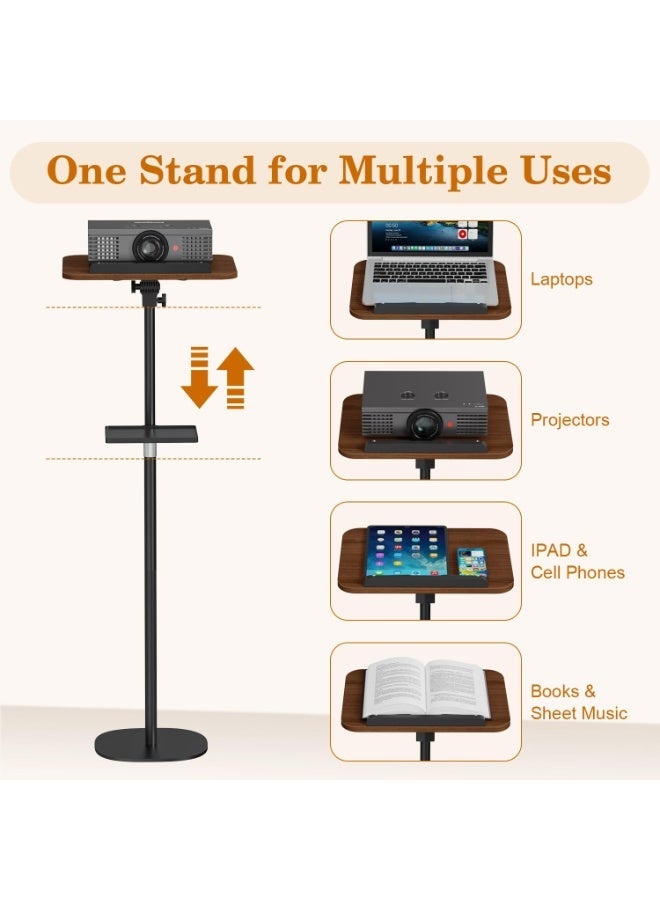 والالا حامل كتب أرضي من قطعة واحدة مع صينية قابلة للإزالة، حامل كتب خشبي للقراءة، قابل لتعديل الارتفاع من 60 إلى 140 سم، حامل موسيقى، حامل كتب طبخ، حامل كتب مدرسية، حامل كمبيوتر محمول، حامل كتب للعرض - Image 2