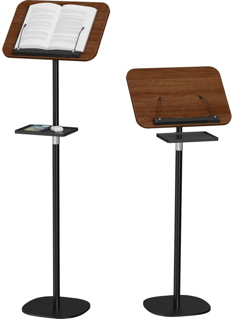 والالا حامل كتب أرضي من قطعة واحدة مع صينية قابلة للإزالة، حامل كتب خشبي للقراءة، قابل لتعديل الارتفاع من 60 إلى 140 سم، حامل موسيقى، حامل كتب طبخ، حامل كتب مدرسية، حامل كمبيوتر محمول، حامل كتب للعرض - Image 1