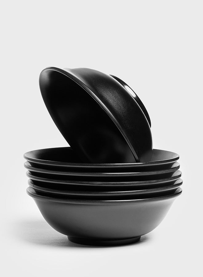 6 قطع من وعاء تقديم السلطة و الحساء و الشوربة و رقائق الذرة و الحبوب من الميلامين لون أسود | متين ومقاوم للكسر وامن في غسالة الصحون | صحن سلطة مصنوع من الميلامين - Image 2