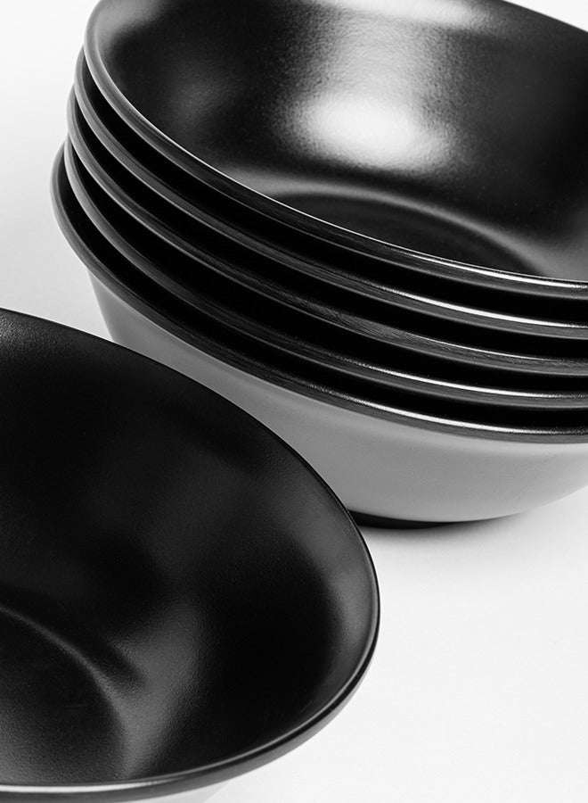 6 قطع من وعاء تقديم السلطة و الحساء و الشوربة و رقائق الذرة و الحبوب من الميلامين لون أسود | متين ومقاوم للكسر وامن في غسالة الصحون | صحن سلطة مصنوع من الميلامين - Image 3