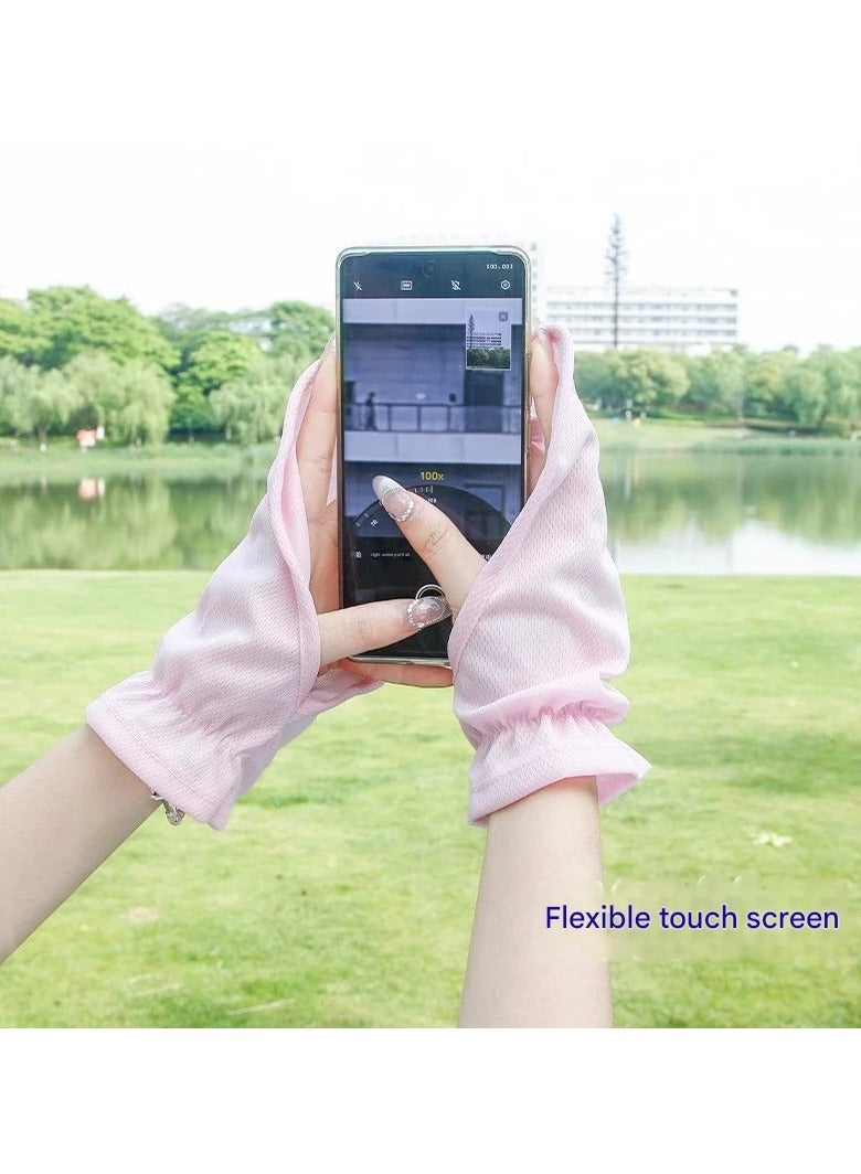 Goolsky Unisex Thin Ice Silk Sun Gloves Loose Fit Summer Driving Cycling Finger Cover UV Arm Sleeves  - Image 2