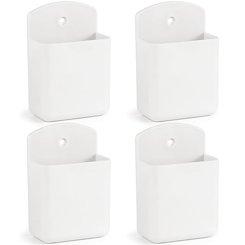 SIBRANT 4 Pcs Remote Control Holde Wall Mount, TV Controller Holder, Self Adhesive Remote Holder, Wall Pen Holder Storage Accessories for Home Office School (White) - Image 1