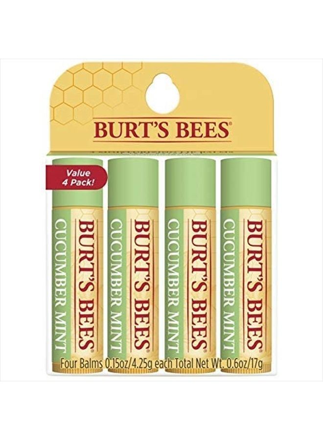 Burt's Bees 100% Natural Origin Moisturizing Lip Balm, Cucumber Mint with Beeswax, 4 Tubes - Image 1