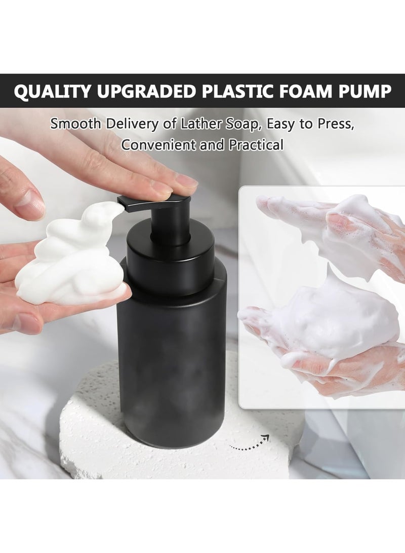 Foaming Hand Soap Dispenser, Matte Black Glass Foaming Pump for Bathroom and Kitchen, Refillable 10oz 300ml Bottle, Easy to Use and Durable, 2 Pack, Black - Image 4
