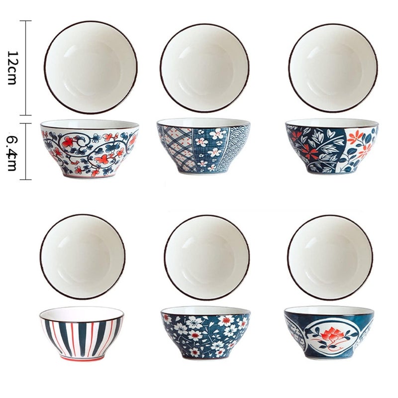 Eletree Flower Pattern Gift Box with Porcelain Japanese Style Ceramic Bowls Set 5 Inch Deep Japanese Bowls Dinnerware Bowls Set for Cereal Soup Dessert SnackFruitBowls for Home Restaurant 10 - Image 2