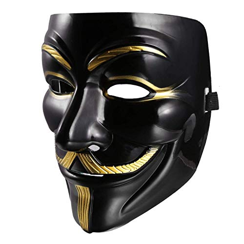 FAVELA Vendetta Comic FACE MASK Fawkes Mask Anonymous VIP Edition Face-Mask Perfect Fit Cosplay Protest V for Vendetta DC Comics (Black & White) (2 Pieces) - Image 5