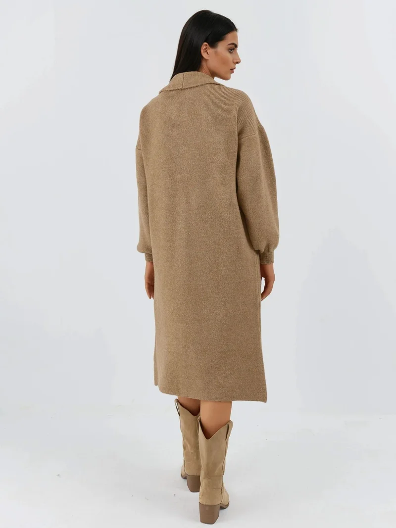 MY FASHION Camel Brown MY FASHION Long Fit Knitwear Cardigan for Women | Best Price UAE