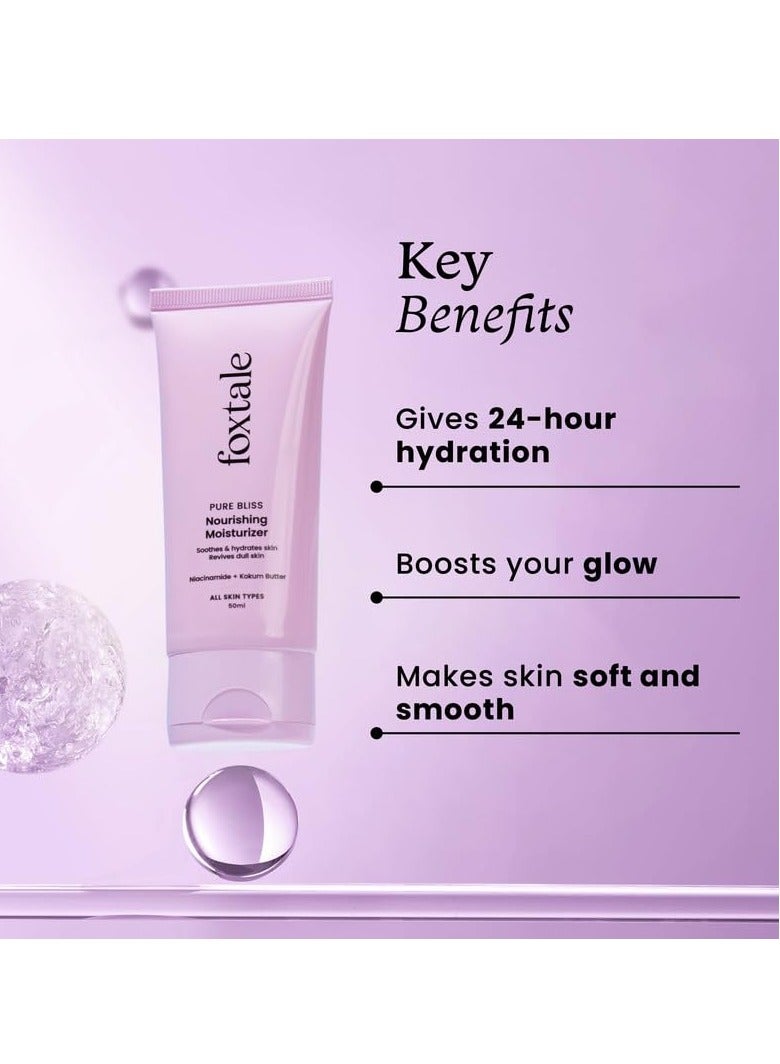 Foxtale Nourishing Face Moisturizer with Niacinamide for 24 Hr Hydration, Lightweight & Non-Sticky, For Soft & Glowing Skin, Men & Women, All Skin Types, 50 ml - Image 2