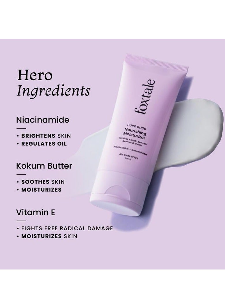 Foxtale Nourishing Face Moisturizer with Niacinamide for 24 Hr Hydration, Lightweight & Non-Sticky, For Soft & Glowing Skin, Men & Women, All Skin Types, 50 ml - Image 3