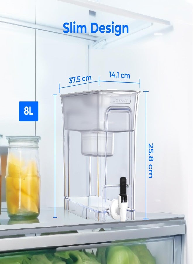 Waterdrop Water Filter Dispenser, 8.2L, Slim Water Filter Tank with 1 × 60 Days Filter, 757L Long-Life, Faster Filtration, Reduces Chlorine, PFOA/PFOS and More, BPA Free, White - Image 3