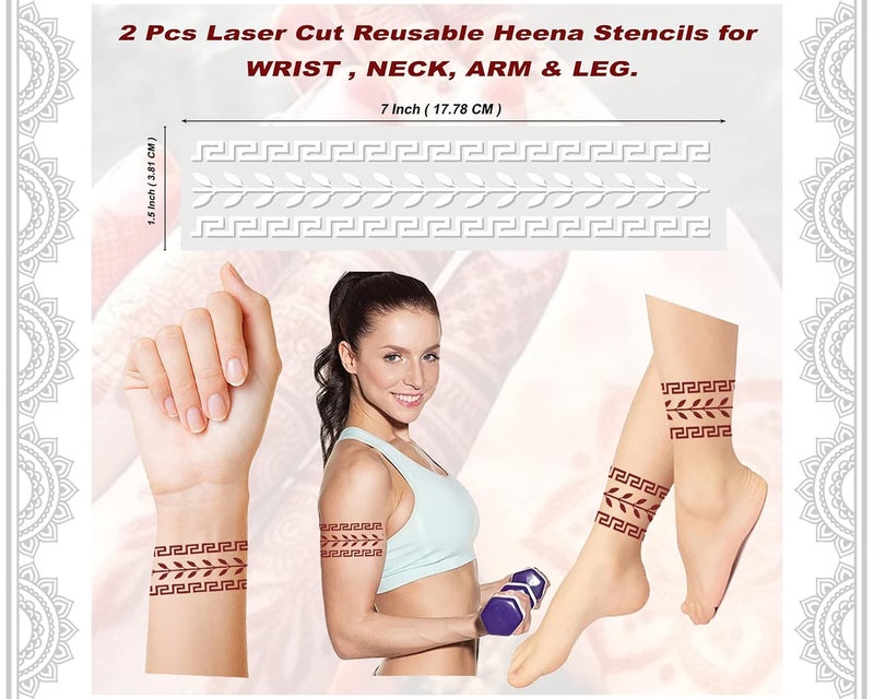 ivana's Ivanas Set of 20 Pcs Combo Pack Reusable Mehandi Design Sticker Stencils for Both Hand  Mehendi Stencils for Hands  Quick and Easy to Use for Girls Women Kids  Teen D2160 - Image 2