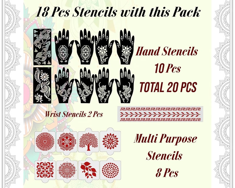 ivana's Ivanas Set of 20 Pcs Combo Pack Reusable Mehandi Design Sticker Stencils for Both Hand  Mehendi Stencils for Hands  Quick and Easy to Use for Girls Women Kids  Teen D2160 - Image 4