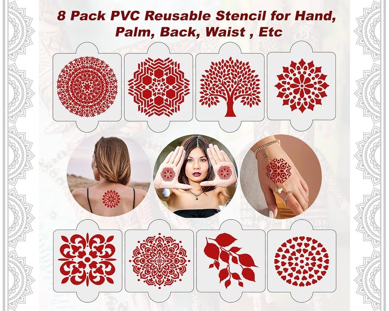 ivana's Ivanas Set of 20 Pcs Combo Pack Reusable Mehandi Design Sticker Stencils for Both Hand  Mehendi Stencils for Hands  Quick and Easy to Use for Girls Women Kids  Teen D2160 - Image 3