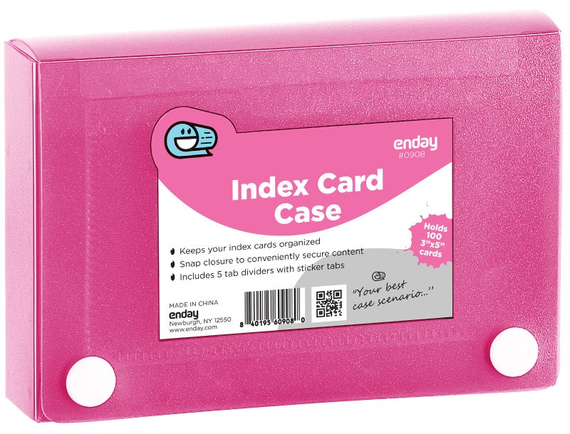 Enday Index Card Holder Pink, 3x5 Note Flash Card Organizer Case, File Box with 5 Dividers, Notecard Box Holds 100 Cards, Also Available in Red, Purple, Green, Blue, Grey, 1 Pack - Image 1