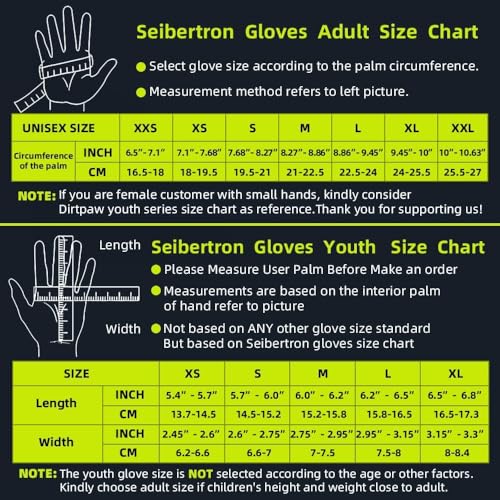 Seibertron Dirtpaw Unisex MX ATV MTB Racing Gloves - Full Finger Touchscreen Glove for Bicycle Cycling Mountain Biking Motorcycle and Motocross Fluo Yellow M - Image 2