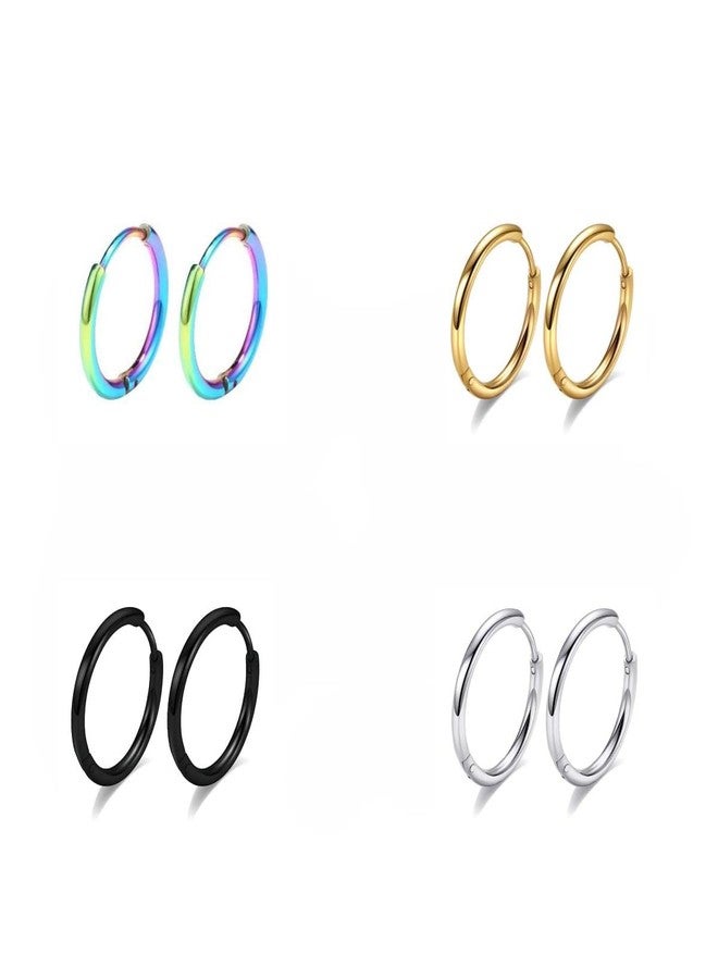 Vishoca Surgical Stainless Steel Thin Hoop Earrings 6mm/8mm/10mm Small Huggie Hoop Earrings for Women and Men, Metal - Image 1