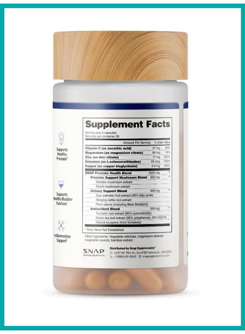 سناب للمكملات الغذائية مكمل دعم صحة البروستاتا للرجال – بمزيج الفطر، البلميط المنشاري، 10 نباتات وفيتامينات أساسية – دعم المسالك البولية والمناعة – 90 كبسولة - Image 2