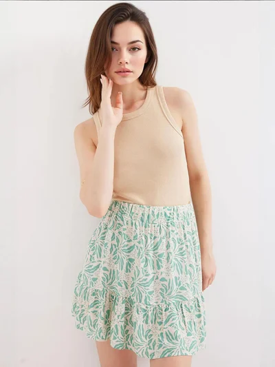 BIG DART BDART Textured Mini Knit Skirt with Ruffle Detail