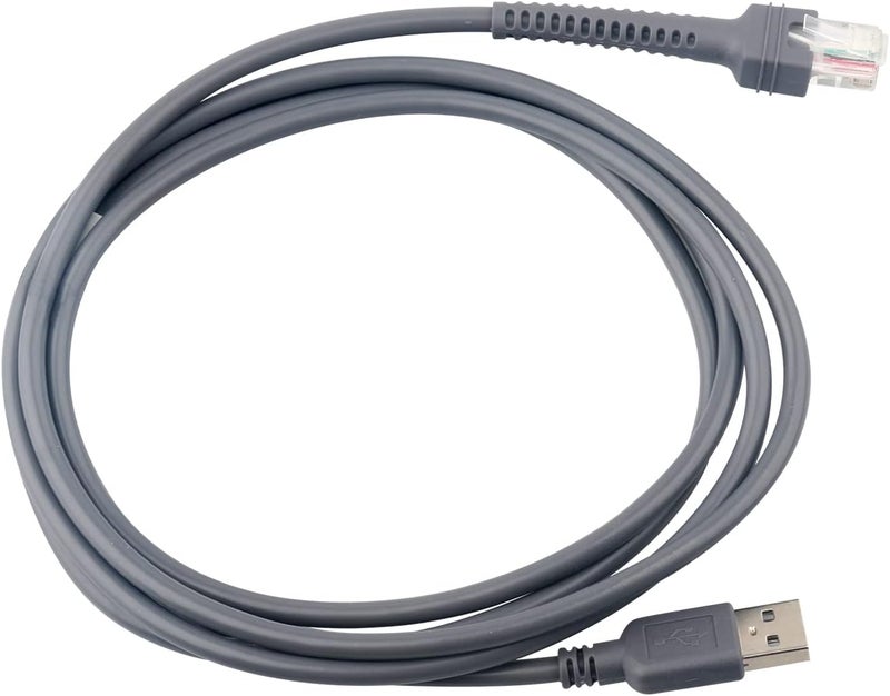 كابل ماسح الباركود USB لـ Zebra Symbol Motorola LS2208 LS3008 LS9208 DS4208 DS6878 STB4278، كابل ماسح الباركود USB A إلى RJ45 (منفذ USB مستقيم بطول 2 متر) - Image 1