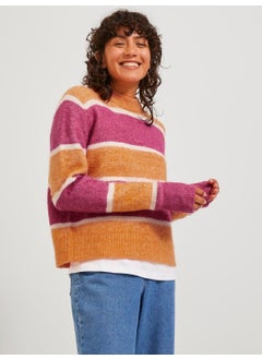 JJXX Women's Color Blocked Crew Neck Wool Sweater 12246493  - Image 1