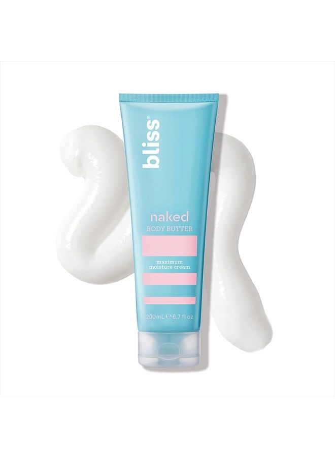 BLISS Naked Body Butter - Unscented - Maximum Moisture Cream - 6.7 Fl Oz - Daily Moisturizer for Women & Men - Fragrance Free - Vegan and Cruelty Free - Image 1