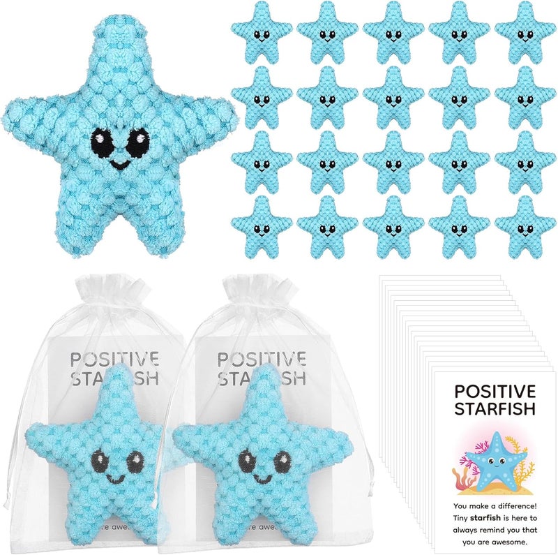 Easywiny 20 Sets Positive Crochet Animals Gifts Positive Handmade Starfish Gifts Funny Crochet Gifts Coworker Thank You Gifts Appreciation Gifts forTeacher Coworker Staff Office Home Party Present Giving - Image 1