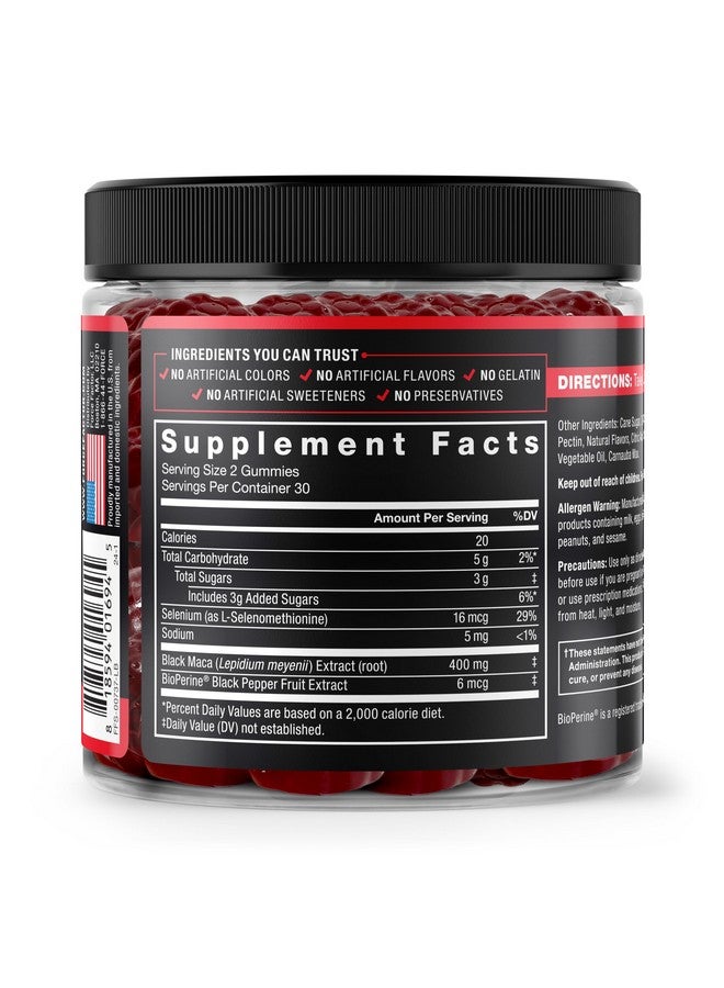 Force Factor Black Maca Gummies, Black Maca Root to Enhance Vitality in Men & Women, Increase Energy & Strength, with BioPerine for Superior Absorption, Delicious Passion Berry Flavor, 60 Gummies - Image 3