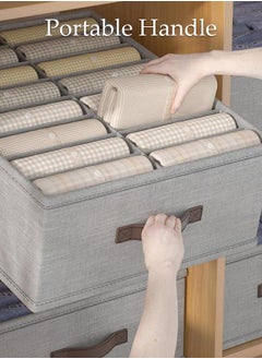 DUNISO 2 Pieces Fabric Closet Storage Organizer Set Foldable Clothes Boxes Large Capacity Wardrobe Stackable Closet Drawer with Handle for Leggings Stockings Socks Underwear  - Image 4