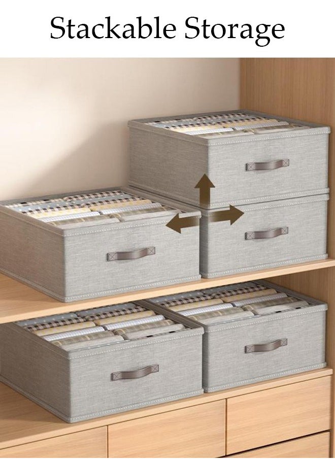 DUNISO 2 Pieces Fabric Closet Storage Organizer Set Foldable Clothes Boxes Large Capacity Wardrobe Stackable Closet Drawer with Handle for Leggings Stockings Socks Underwear  - Image 3