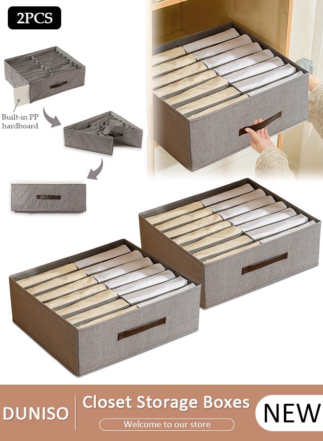 DUNISO 2 Pieces Fabric Closet Storage Organizer Set Foldable Clothes Boxes Large Capacity Wardrobe Stackable Closet Drawer with Handle for Leggings Stockings Socks Underwear - Image 1