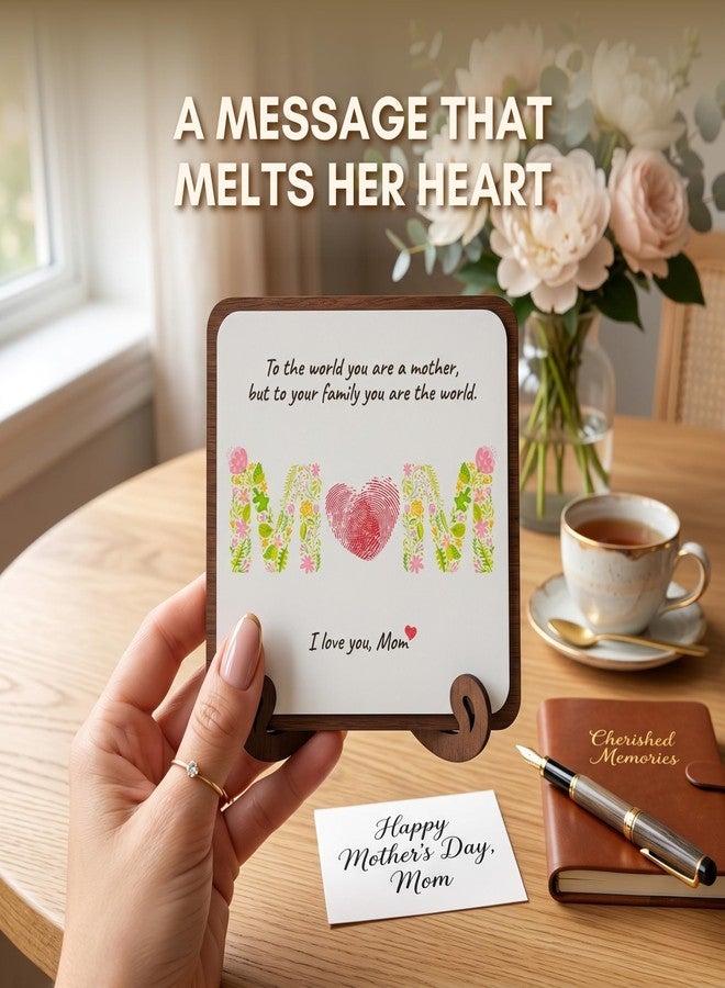 KATINAT Mom Gifts Handprint Kit for Kids, DIY Wooden Plaque Sign with Paint Set, Handprint Frame Kit for Birthday Present from Son Daughter, I Love You Keepsake for Mother Mama Grandma - Image 4