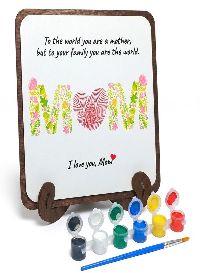 KATINAT Mom Gifts Handprint Kit for Kids, DIY Wooden Plaque Sign with Paint Set, Handprint Frame Kit for Birthday Present from Son Daughter, I Love You Keepsake for Mother Mama Grandma - Image 1
