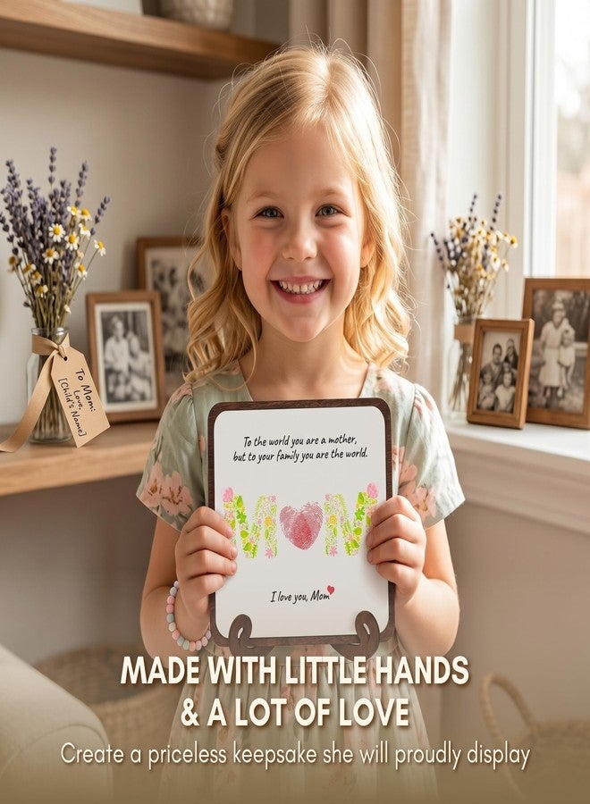 KATINAT Mom Gifts Handprint Kit for Kids, DIY Wooden Plaque Sign with Paint Set, Handprint Frame Kit for Birthday Present from Son Daughter, I Love You Keepsake for Mother Mama Grandma - Image 2
