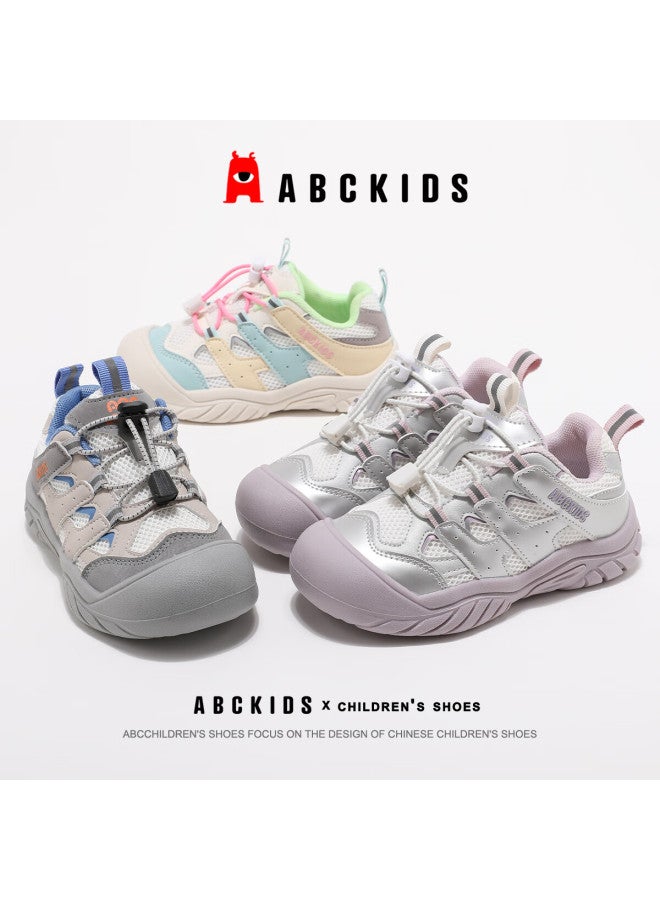 Abc Kids Dopamine Autumn Fashion Girls' Versatile Casual Shoes New Boys' Thick-soled Breathable Sports Shoes White Gray Blue Size 30 - Image 3