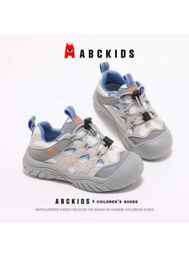 Abc Kids Dopamine Autumn Fashion Girls' Versatile Casual Shoes New Boys' Thick-soled Breathable Sports Shoes White Gray Blue Size 30 - Image 5