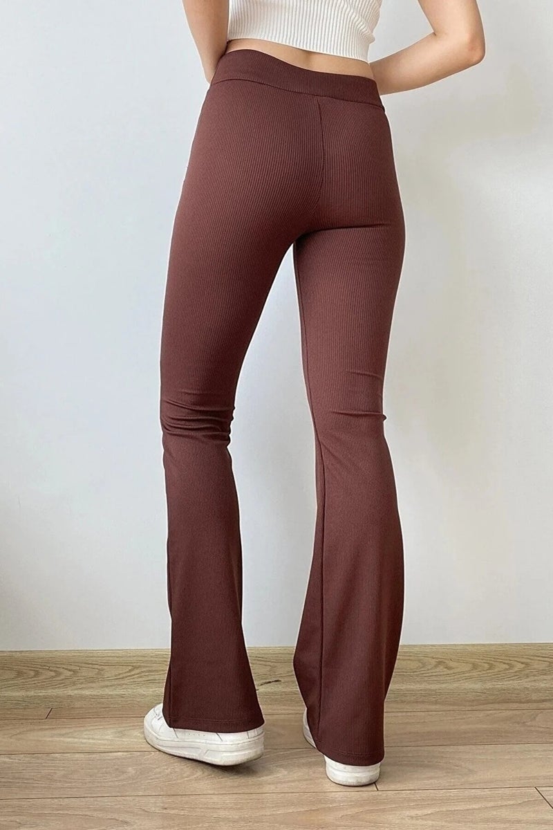 Swana High Waist Slimming Fleece Lined Winter Ribbed Spanish Leggings Trousers - Image 3
