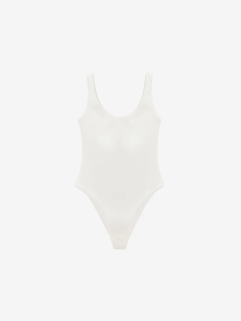 ديلفين DILVIN Sleeveless Ribbed Cotton-blend Bodysuit
