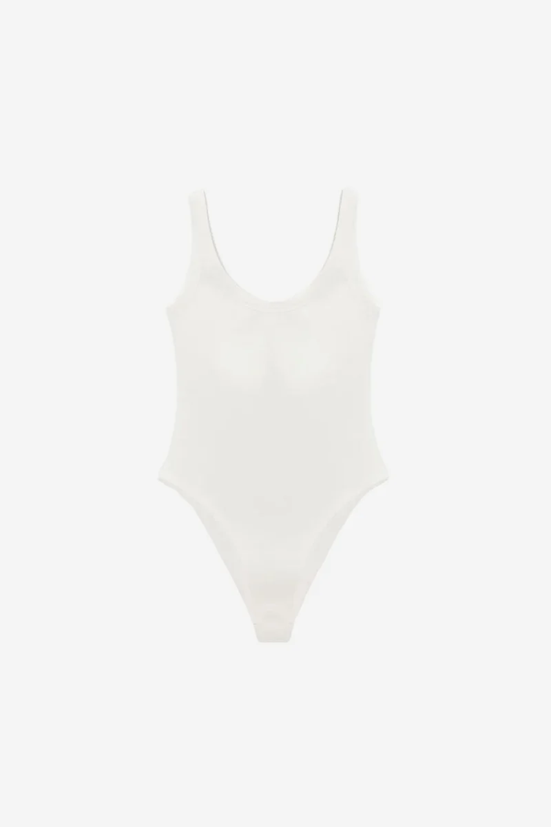 ديلفين DILVIN Sleeveless Ribbed Cotton-blend Bodysuit